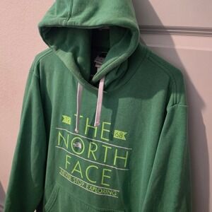 The North Face Mens Green Graphic Pullover Hoodie Sweatshirt Large L 1968 Logo